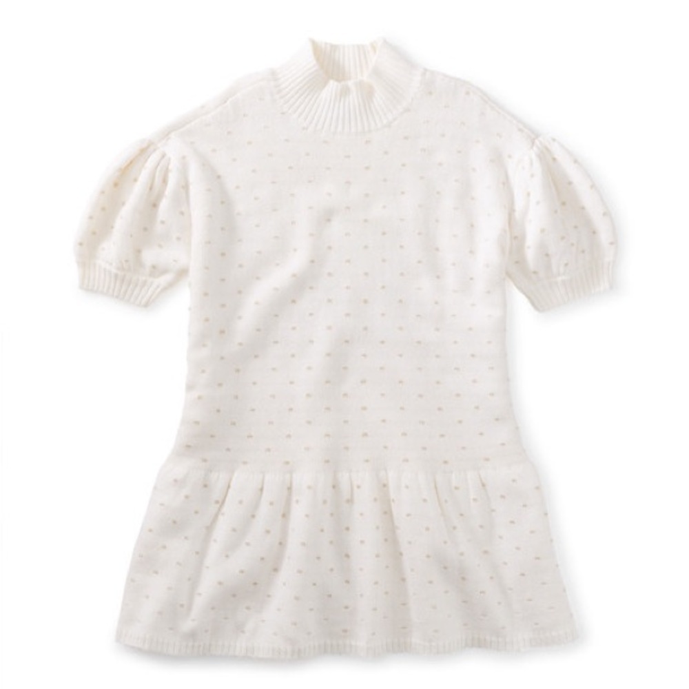 Holiday White Sweater Dress from Tea Collection knit with golden sparks